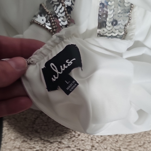 Lulu's White and Silver Sequin Wedding Dress - Picture 6 of 11